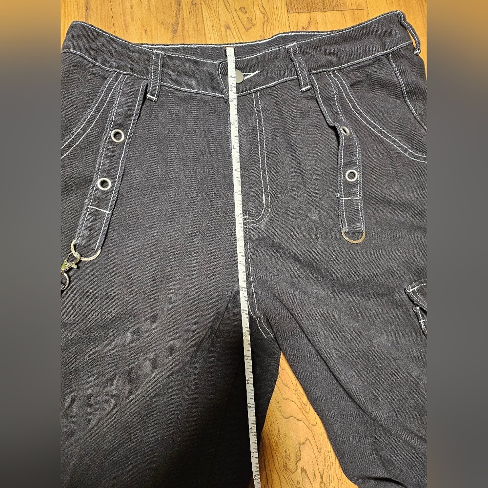 Black Cargo Pants with White Stitching - Picture 13 of 14
